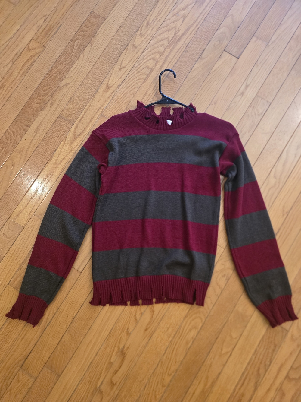 Kids Striped Dance Costume Sweater - Burgundy & Charcoal